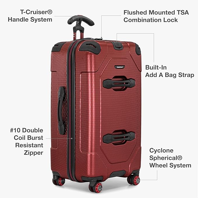 Traveler's Choice Maxporter II Polycarbonate Hardside Trunk with Spinner Wheels, Red, 28-Inch Medium Trunk