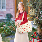 Corduroy Tote Bag for Women,Large Capacity Cute Tote Bags With 6 Pockets,Crossbody Shoulder Handbag for Work Travel Gym