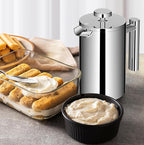 French Press Coffee Maker, 600ml/20oz Silver Stainless Steel Coffee Press, Double-Wall Insulated, Food Grade & Rust-Free, Included 2 Extra Filters, Dishwasher Safe