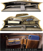 RUSTIC TOWN Leather Messenger Bag for Men - Full Grain Leather Briefcase Laptop Satchel Office Crossbody Travel Bag