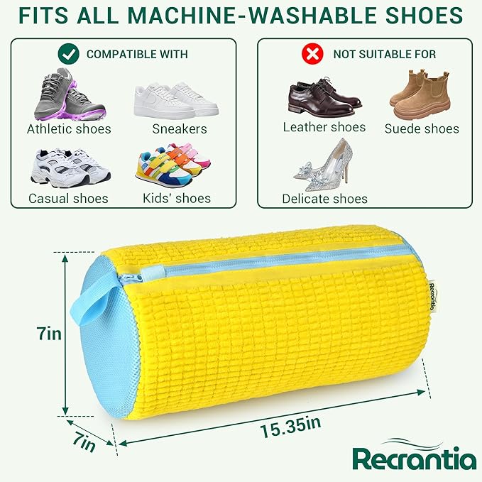 Shoe Washing Machine Bag - Set of 2 Shoe Bags, 360° Deep Clean Shoes Laundry, Reusable Shoe Bag for Washer, Sneaker washing machine bags, Yellow