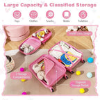 BABY JOY 2 PCS Kids Luggage, 16” Carry-on Hardshell Suitcase with Wheels & Hardside Backpack for Boys Girls, Airline-Approved Toddler Travel Luggage Set (Pink Pony)