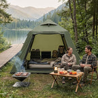 VINGLI Inflatable Camping Tent, All-Weather Inflatable Hot Tents with Stove Jack, Blow Up Tent for Camping with Mesh Doors & Windows, Inflatable Air Tents for Camping Adult