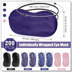 Tarpop 200 Pcs Eye Mask Sleeping Blindfold Eye Cover with Adjustable Strap for Games Party Team Building Travel Individually Wrapped Sleep Mask for Women Men (Black,Blue,Purple,Pink)