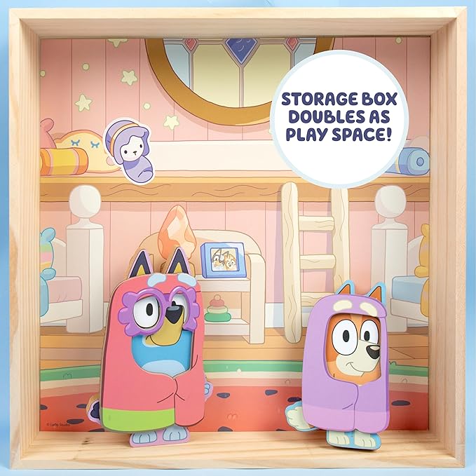 Horizon Group USA Bluey Magnetic Wooden Playhouse, 18 Piece Activity Set, Includes 2 Wooden Dolls House, Great Toys for Kids, Fun Birthday Party Activity, House Playset