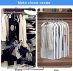 MsKitchen Hanging Clothes Storage with 4" Gusseted Garment Covers (Set of 6) - Clear Suit, Gown, Long Coat, Dress Protectors for Closet - 24"x 50"x 4" / 6 Pack