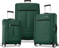 Samsonite 3-PC Soft-Sided 21/25/29” (Carry-On, Medium, Large Checked), Lightweight Expandable Element Luggage Set: 2 Front & Side Pocket, Four Spinner Wheels, Adjustable Handle, Durable- Deep Green