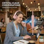 Wired Headphones, Premium Over-Ear Headset with Hi-Fi Stereo Sound, Noise-Isolating Ear Cushions, Lightweight Comfortable Design, Tangle-Free Cable, Ideal for Work, Travel, Daily(Rose Gold)