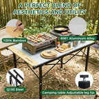 KingCamp Camping Table Folding Portable Table Aluminum Roll Up Lightweight Foldable Large Camp Table for Indoor Outdoor Picnic Backyard, 53.5"X27.5"