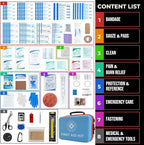 Large First Aid Kit - 410 Piece Dual-Color Emergency Kit with Hard Shell & Fluorescent Interior Coating, Professional Survival Kit for Home, Car, Travel, Hiking & Outdoor(Blue/Orange)