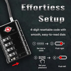 ANVIL 4 Digit Luggage Locks, TSA Locks for Luggage, Advanced TSA008 core, Alert Indicator for Your Travel Lock, Suitcase Lock. (4, Black)