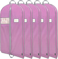 BALEINE 5PK Heavy Duty Garment Bag with Shoe Storage Travel Bag for Dresses, Suit, Coats Travel Essential (54", Pink)