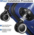Luggage Sets 3 Piece, ABS Lightweight 20in/24in/28in Luggage, Expandable Carry On Suitcase Set with TSA Lock & Double Wheels, Front Open Hardshell Luggage Sets (Blue)