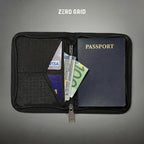 Zero Grid RFID Passport Holder & Travel Wallet, Zippered Wallet for Men & Women, Fits Passport, Cards, Cash, Tickets, ID, Sim Card; Premium & Compact Travel Document Holder - Midnight Black