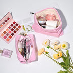 SOIDRAM 2 Pieces Makeup Bag Large Corduroy Cosmetic Bag Capacity Canvas Mix Travel Toiletry Bag Organizer Cute Makeup Brushes Aesthetic Accessories Storage Bag for Women,Corduroy Mix Hot Pink