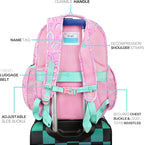mibasies Girls Backpack: Large Kids Backpack Girls for Elementary School with Laptop Compartment - Rainbow Pink