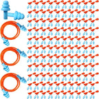 Xuhal 200 Pairs Corded Ear Plugs Silicone Earplugs with Cord Individually Wrapped Reusable Earplugs Sleep Noise Cancelling Hearing Protection for Snoring Shooting Studying Construction (Light Blue)