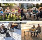 KingCamp Aluminum Folding Camping Table, 42.1" Foldable Lightweight Roll Up Camp Table Heavy Duty 2-6 People Portable Table for Camping Picnic BBQ RV, Indoor & Outdoor, Silver Black