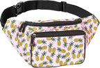 Fanny Pack Belt bag - Crossbody Waist Bag for Men or Women - Hands-Free, Waterproof Large Bumbag for Hiking, Running, and Travel (Pineapple)