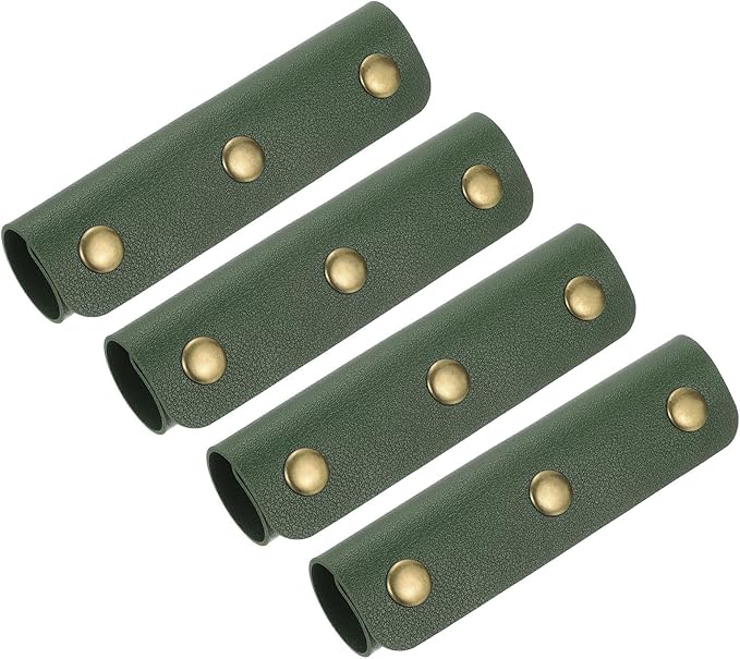 uxcell 4Pcs Handbag Handle Cover, PU Leather Luggage Handle Wraps, Luggage Grip Protector for Purse Tote Bag Suitcase, Dark Green