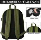 SUPACOOL Casual Laptop Backpack for Men and Women, Backpack for College, USB Charging Port, Lightweight Pack Back(Olive)