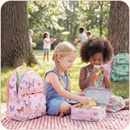 mommore Kids Backpack for Girls 4-8 with Lunch Box Elementary Kindergarten Preschool School Backpack 15'' Fit Folders Bottles,Light Pink Flower