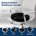 Everlasting Comfort Donut Pillow for Tailbone Pain Relief Ergonomic Seat Cushion - Hemorrhoid Pillow for Sitting- Ideal Memory Foam Coccyx Chair Cushion for Postpartum Pregnancy, Anti-Slip, Washable