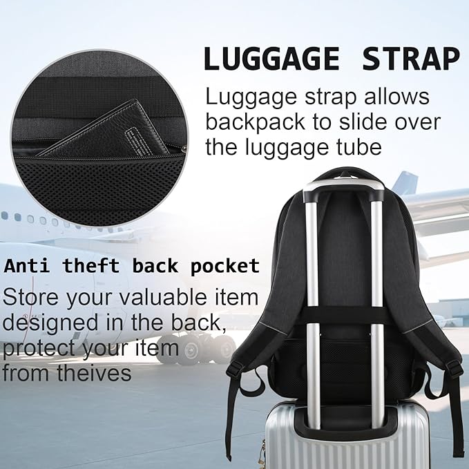 Volher 17 Inch Laptop Backpack, Business Anti Theft Slim Durable Laptops Backpack, Water Resistant College Computer Bag Gifts for Men & Women Fits 15.6 Inch Notebook-Black