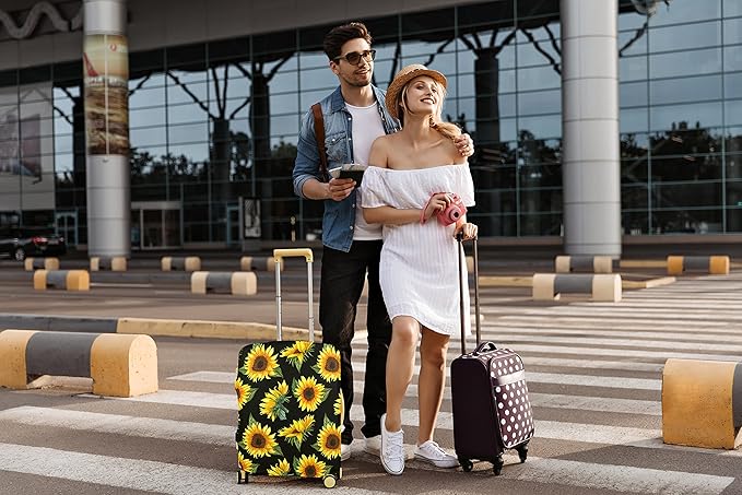 Luggage Cover Thickened 19/22/26/30 Inch Suitcase Spandex Black Protector Cover Fits Size S M L XL Travel Baggage S 19-20IN