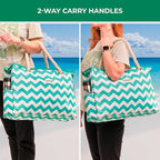 Beach Bag and Pool Bag Has Cooler Pocket, 7 Pockets Total, Zip Top. Family Size Waterproof Beach Tote