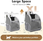 Pet Backpack Carrier ，Large Cat Carrier Backpack Up to 20 Lbs with Breathable Mesh, for Medium Large Cats or Small Dogs, Travel Hiking Camping Backpack (Gray-XL)