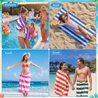 Hahafelt 12 Sets Striped Beach Towels Summer Gift Set 30" x 60" with Cards Organza Bags & Jute Rope, Quick Dry Large Pool Bath Towels Multi-Color for Summer Beach Gifts Swimming Pool Travel Hotel