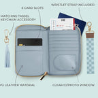 Beautiful Passport Holder for Travel with Wristlet Strap - All-in-One Wallet for Women with Card Slots and Tassel Keychain - Perfect RFID Blocking Case to Keep Your Travel Documents Organized & Safe