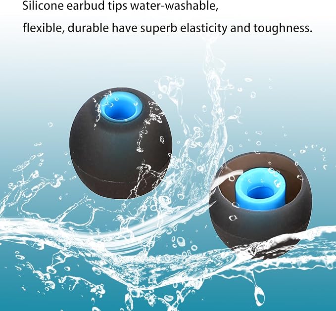 Silicone Earbud Tips for Most In-Ear Earbuds (Inner Hole 3.8mm -5.1mm) - 9 Pairs S M L
