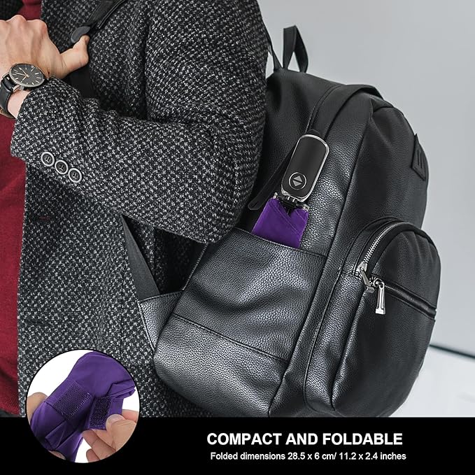 Compact Travel Umbrella for Purse - Flat Handle, Waterproof for Light Rain