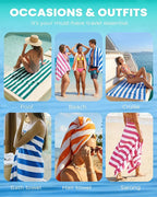 Antfuny 4 Packs Oversized 72x40 Inch Stripe Beach Towel Thin Set Extra Large XL Big Clearance Soft Super Pool Travel Bath Swim Camping Accessories Essentials Towels Bulk Men Women Adults Gift