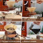 Pour Over Coffee Maker 20.3oz Portable Glass Coffee Maker High Borosilicate Glass Eagle Beak Spout Design with 100 Pcs Filter Paper Walnut Wood Base for Pour Over for Daily Brewing 600ml