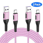 Durcord USB C Cable,2Pack 6ft Fast USB Type C Charging Cable for Android/Phone/Pad/Laptop, Type C Charger Braided USB Cable Compatible with iPhone 15 Pro/Plus/Max/Android/Phone/Pad Rose Gold