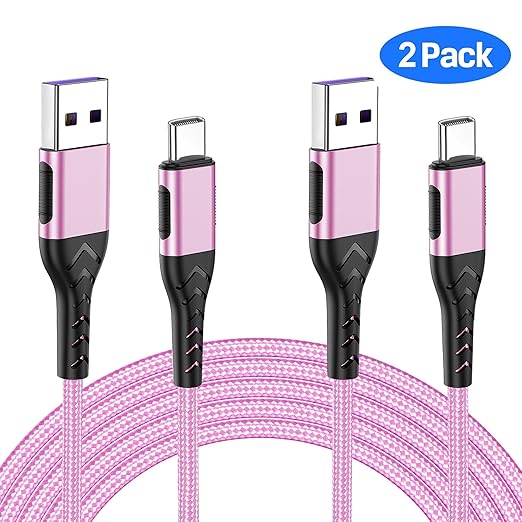 Durcord USB C Cable,2Pack 6ft Fast USB Type C Charging Cable for Android/Phone/Pad/Laptop, Type C Charger Braided USB Cable Compatible with iPhone 15 Pro/Plus/Max/Android/Phone/Pad Rose Gold