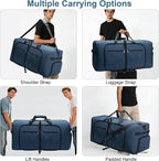 80L EXTRA LARGE Duffle Bag for Travel, 26" Foldable Travel Duffel Bag with Shoe Compartment for Men Women, Waterproof & Tear Resistant (Dark Blue, EXTRA LARGE, 80L)