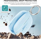 Aircawin for Bose Ultra Open Earbuds Case Clear 2024,Full Protective Shockproof Soft Transparent TPU Cover for Bose Open Ear Wireless Earbud Headphone Accessories with Carabiner and Cleaning Pen-Blue