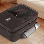 Large Shoe Bags for Travel Holds 4 Pair of Shoes, Shoe Storage Pouch with 3 Layers Compartments, Waterproof & Washable (Black)