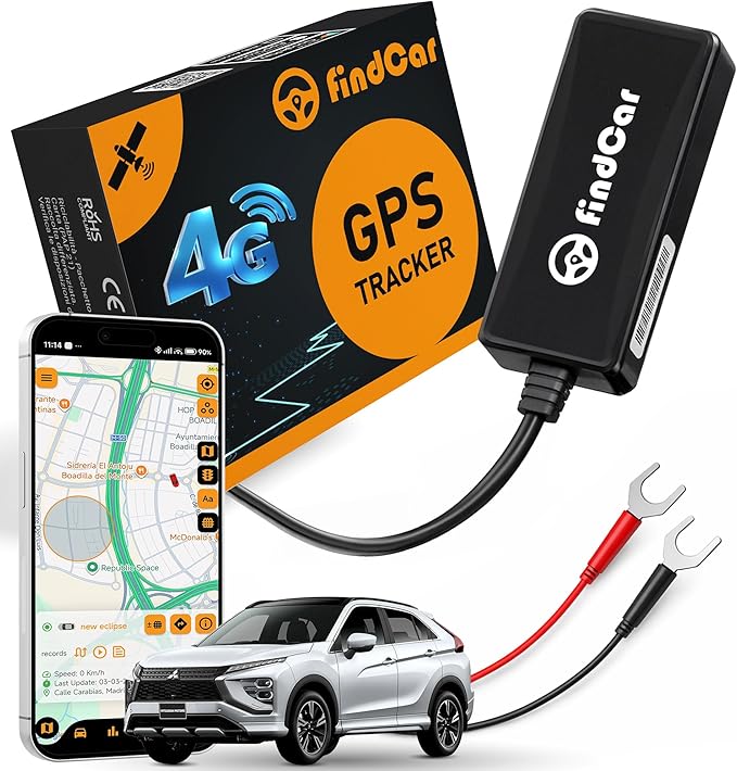 4G-Tracker - GPS Tracker for Vehicles: Car, Motorcycle and Truck | Direct Battery Connection and Built-in SIM | Vehicle Tracking with App, Anti-Theft, Speed Alert | Low-Cost Subscription Plans