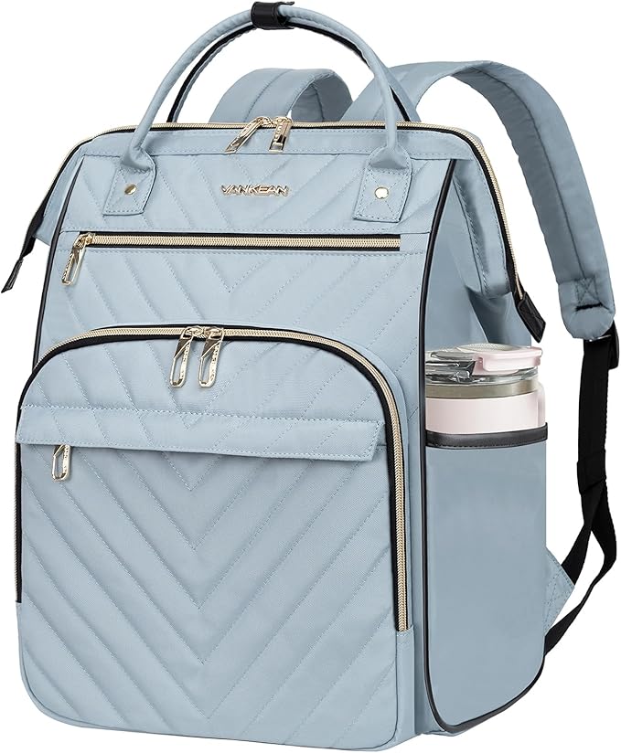 VANKEAN 17 Inch Laptop Backpack for Women Fashion Computer Work Bag, Large Capacity Waterproof, College Daypack Business Travel Backpack, Light Blue