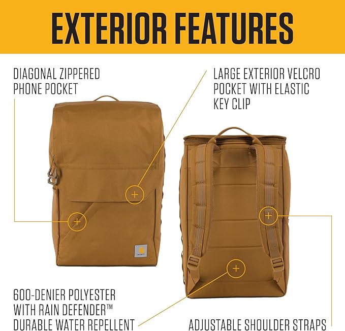 Carhartt 21L Top-Load Backpack, Durable Water Resistant Coated Canvas Base W/ 17" Laptop Sleeve, Bluestone