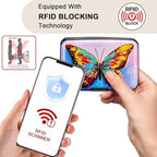 ELFISH RFID Blocking Credit Card Protector Aluminum ID Case Hard Shell Business Card Holders Metal Wallet for Men or Women (One Butterfly)