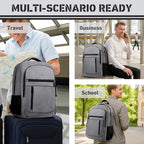 Travel Backpack, 40L Business Laptop Backpack with 17.3 Inch Laptop Compartment, Lightweight Daypack for Flight, Durable Water Resistant Bookbag, Hiking, Work Backpack for men, Grey