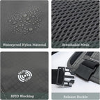 FuninCrea Waterproof Hidden Money Belt for Travel, Anti-Theft Belt Bag with RFID Blocking Function Adjustable Slim Waist Bag with 2 Zipper Pockets & 1 Back Pocket for Travel Running (B, Deep Grey)