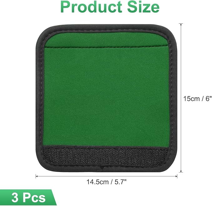 uxcell 3 Pcs Luggage Handle Wrap for Suitcase, Neoprene Handbag Grip Cover Protector Luggage Identifiers Suitcase Handle Wraps for Luggage Shopping Bag Travel Bags, Green