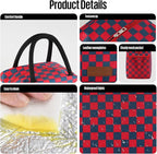 douyadady Lunch Bag Women/Men Lunch Box Women/Men (Dark blue+Red Checkerboard)